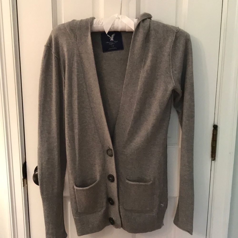 Grey hooded cardigan